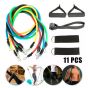 Kit Elástico 11 Peças Musculação Pilates Fitness - Azul Esportes