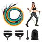 Kit Elástico 11 Peças Musculação Pilates Fitness - Azul Esportes