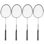 Kit Badminton com 4 Raquetes - 4 Petecas - Poste e Rede