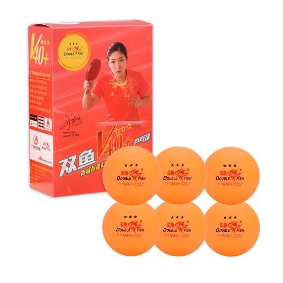 Bola de Tênis de Mesa Alto Rendimento V40+ 3 Estrelas - 6 Un - Laranja - ITTF - Double Fish