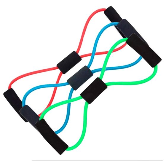 Kit Elástico Tensão Exercícios Ombro Biceps Triceps Peito Costas Glúteos - Azul Esportes