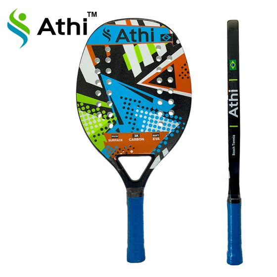 Raquete Beach Tennis Carbono 3K C/ Capa - Atsoft 5.0 -  Geométrica - Athi