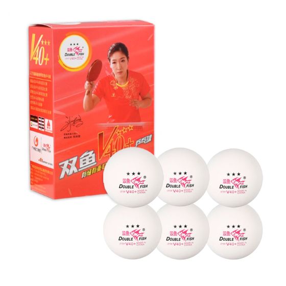 Bola de Tênis de Mesa V40+ 3 Estrelas - 6 Unidades - Branca - ITTF - Double Fish