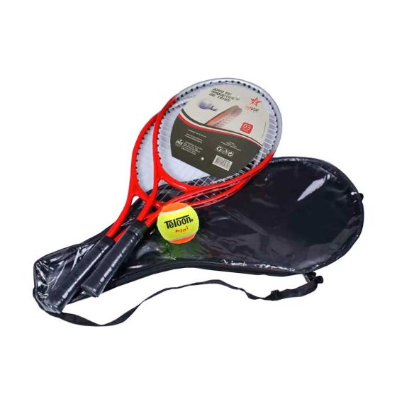 Kit Tênis de Campo com 2 Raquete + 1 Bola Teloon - Azul Esportes