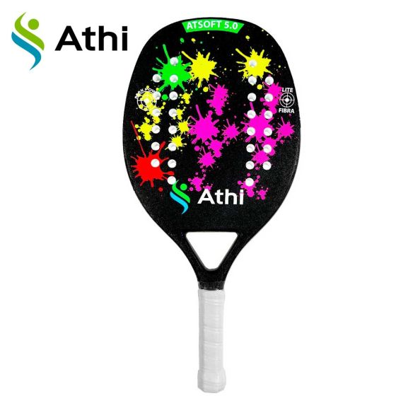 Raquete de Beach Tennis Atsoft 5.0 - Preto - Athi