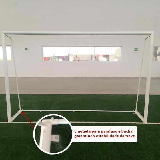 Trave Futebol de 5 Oficial C/ Requadro - Aço - Azul Esportes