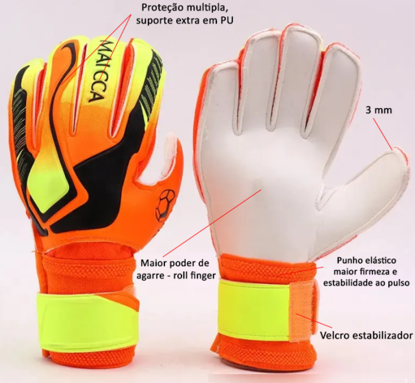 Luva de Goleiro Semi-Profissional - T10 - Laranja - Maicca